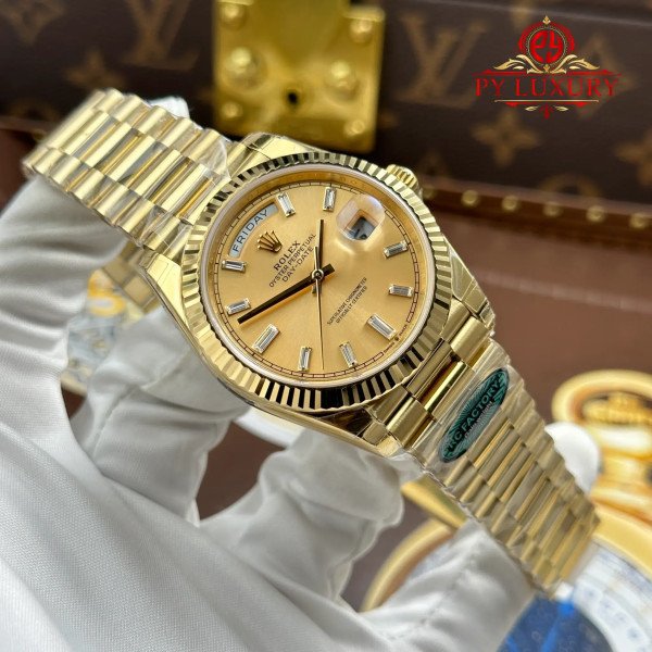 Rolex Day-Date 228238-0005 Yellow Gold Champagne Diamond-set Dial Super Clone Top Quality 210g RC Factory 40mm
