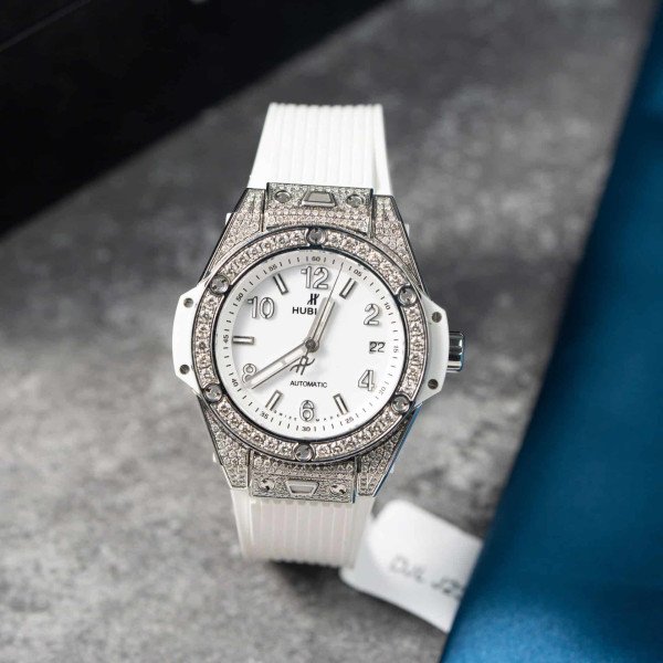 Hublot Big Bang One Click Steel White Pavé Custom Natural Diamonds Best Replica 39mm