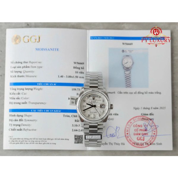 Rolex Day-Date 128239 Custom Natural Meteorite Dial Moissanite Numerals Gain Weight 1:1 Best Replica QF 36mm
