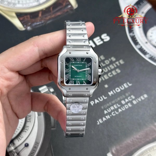 Cartier Santos Medium Model WSSA0061 Green Dial Best Replica BVF 35.1mm