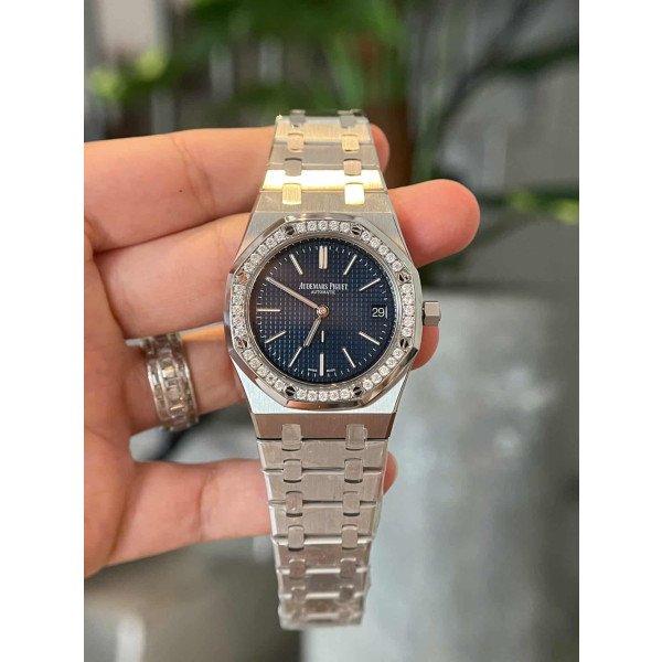 Audemars Piguet Royal Oak Jumbo 16202ST Blue Dial Custom Moissanite Bezel Best Replica ZF 39mm