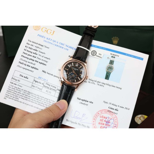 Patek Philippe Complications 5205R Black Dial 18K Rose Gold Wrapped Leather 40mm