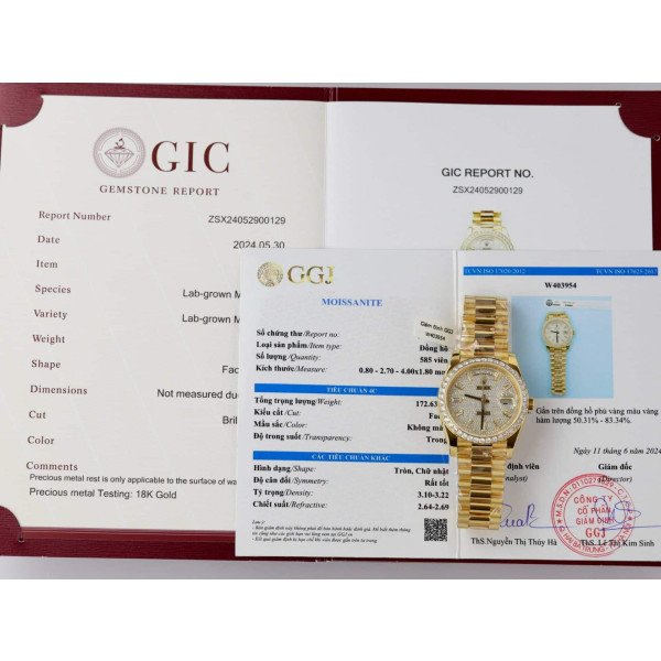 Rolex Day-Date 228348RBR-0037 Diamond Paved Dial 18k Gold Wrapped Customized Moissanite GMF V3 Super Clone 40mm