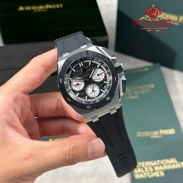 Audemars Piguet Royal Oak Offshore Chronograph 26420SO Steel Black Dial Rubber Band 1:1 Super Clone DDF 43mm (Free Sprung)
