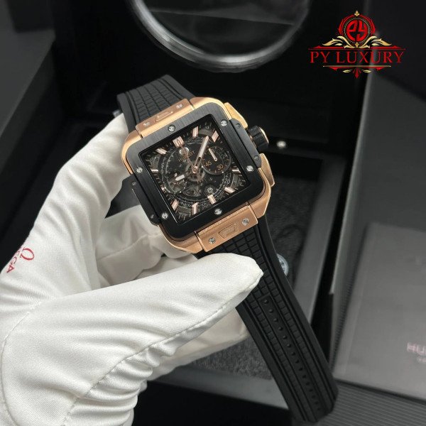 Hublot Square Bang Unico King Gold Ceramic Black Best Replica BBF 42mm