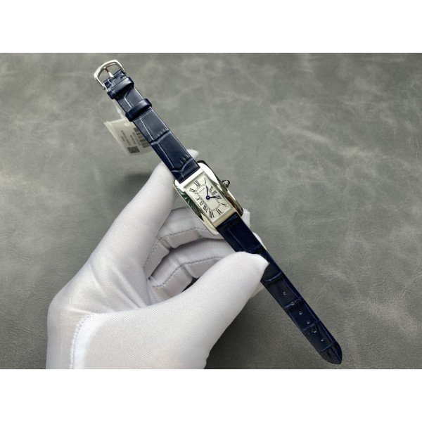 Cartier Tank Américaine WSTA0117 Steel Silver Dial Small Model Leather Strap Best Replica 35.4 mm x 19.4 mm