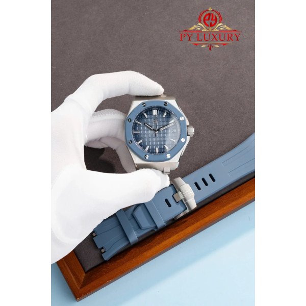 Audemars Piguet Royal Oak Offshore 15605SK Smoked Blue Dial Rubber Strap 1:1 Best Replica 43mm
