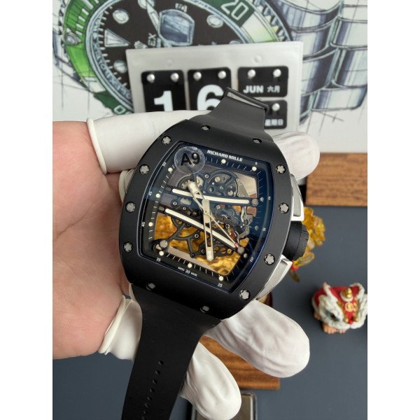 Richard Mille RM61-01 Yohan Blake All Black Vaucher Movement 1:1 Super Clone A9F 42.7mm x 50.23mm (Free Sprung)
