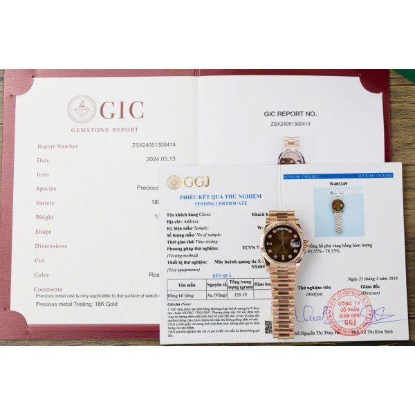 Rolex Day-Date 128235-0037 Brown Ombré Diamond-set Dial 18K Gold Wrapped 1:1 Replica 36mm
