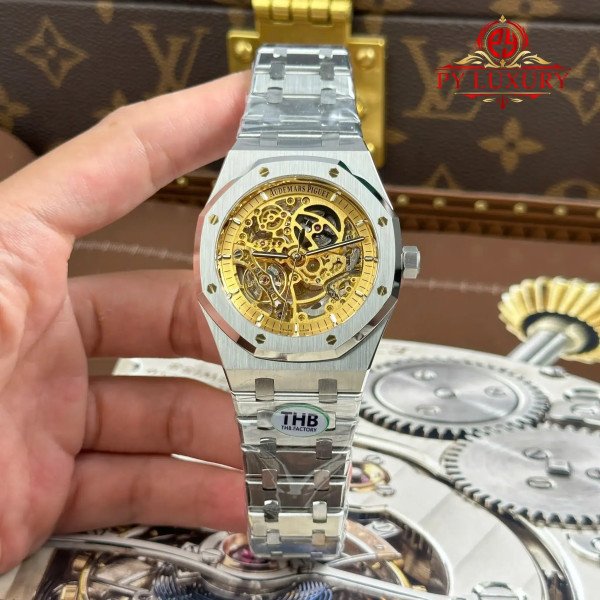 Audemars Piguet Royal Oak 15407ST Openworked Pink Gold Tone Dial 1:1 Best Replica THB 41mm