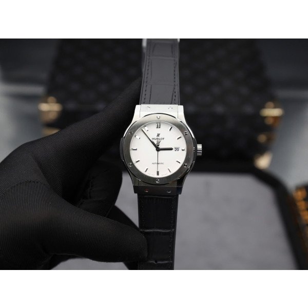 Hublot Classic Fusion Titanium White Dial Leather Strap 1:1 Copy 42mm