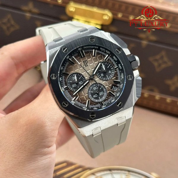 Audemars Piguet Royal Oak Offshore Chronograph 26420SO Smoked Taupe Dial Rubber Strap 1:1 Best Replica APSF 43mm