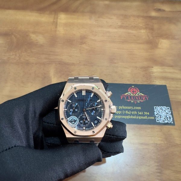 Audemars Piguet Royal Oak Chronograph 26240OR Rose Gold Blue Dial Replica 1:1 Super Clone 41mm