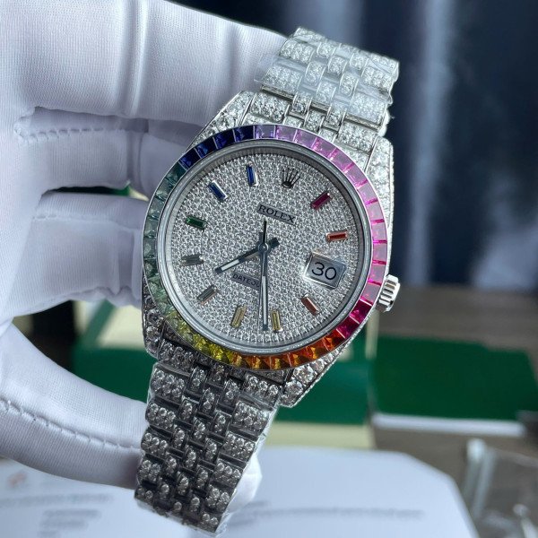 Rolex Datejust 41 Iced Out Moissanite Rainbow Jubilee Best Quality Replica 41mm