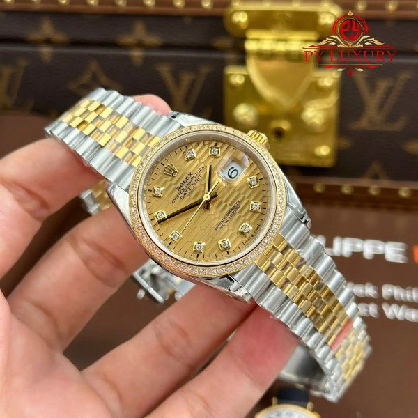 Rolex Datejust 126283RBR Two Tone Yellow Gold Fluted-Motif Diamond Dial Diamond Bezel Jubilee Original Factory Best CollectVSF 36mm