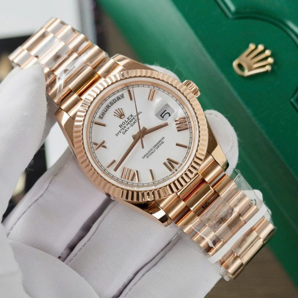 Rolex Day-Date 228235-0032 White Roman Index Dial 18K Rose Gold Wrapped Best Replica V3 GMF 40mm