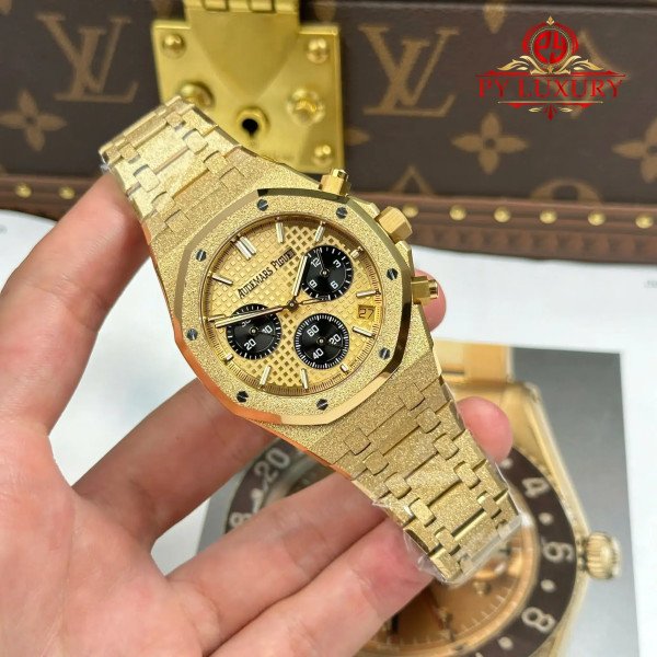 Audemars Piguet Royal Oak Chronograph 26240BA Frosted Yellow Gold Yellow Dial 1:1 Best Replica 41mm