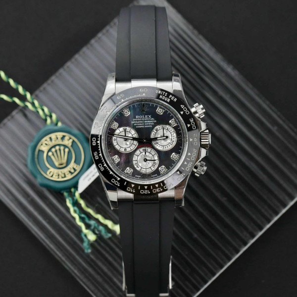 Rolex Daytona Black MOP Dial Moissanite Numerals Super Clone 40mm