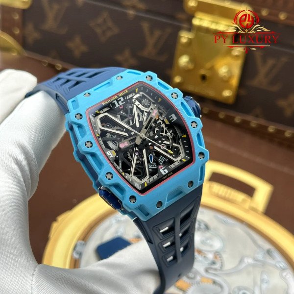 Richard Mille RM35-03 Rafael Nadal Pastel Blue Quartz TPT Rubber Strap Best Replica 43.2mm x 50mm