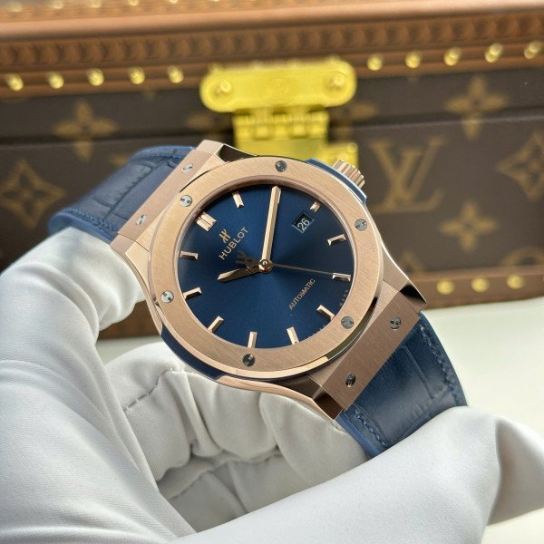 Hublot Classic Fusion King Gold Blue Dial Best Replica JJF 42mm