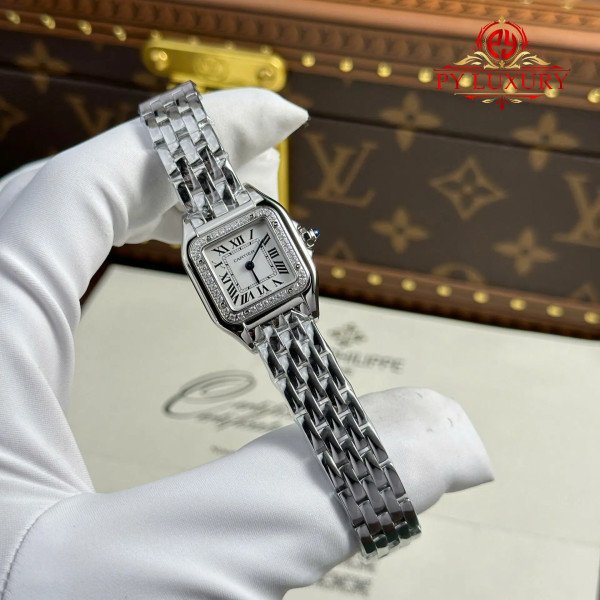 Cartier Panthère Steel Small Model White Dial Diamond Bezel Best Replica BVF 22mm x 30mm