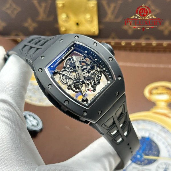 Richard Mille RM055 Bubba Watson All Black Ceramic Rubber Strap Best Replica ZF 42.7mm
