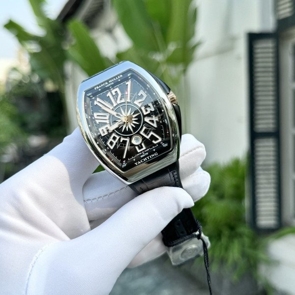 Franck Muller Vanguard V45 Yachting Black Dial Leather Strap 1:1 Replica ABF 45mm