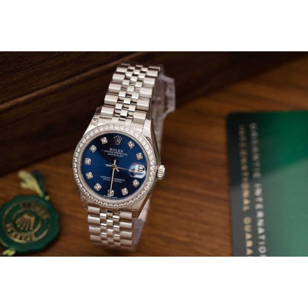 Rolex Datejust Lady 31 Blue Diamond Dial Stone-set Bezel Jubilee Replica