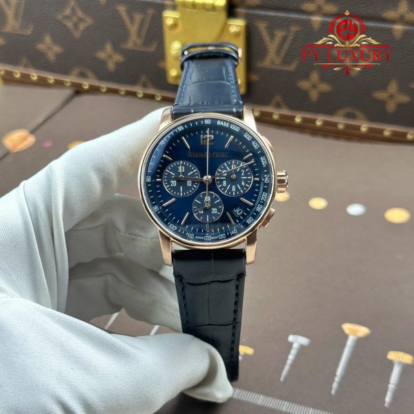 Audemars Piguet Code 11.59 Chronograph 26393OR Rose Gold Blue Dial Leather Strap 1:1 Best Replica APSF 41mm