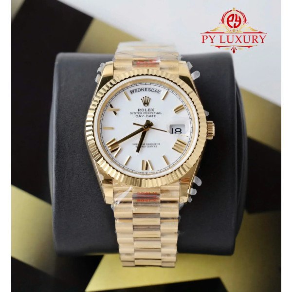Rolex Day-Date 228238 Yellow Gold White Roman Dial Best Replica QF 40mm