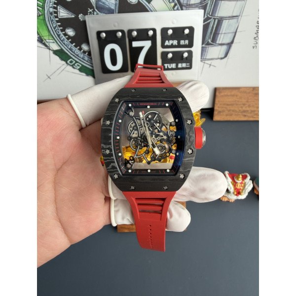 Richard Mille RM055 Bubba Watson Dark Legend Carbon NTPT Vaucher Movement 1:1 Super Clone A9F 42.7mm x 49.9mm (Free Sprung)