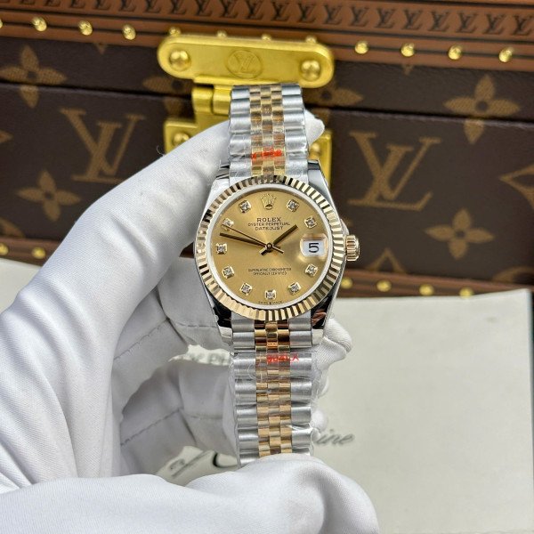 Rolex Datejust 278273 Champagne Diamond-set Dial 10K Yellow Gold Wrapped Jubilee Bracelet 1:1 Best Replica 31mm