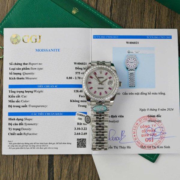 Rolex Datejust Custom Moissanite on Dial & Bezel Best Replica 41mm