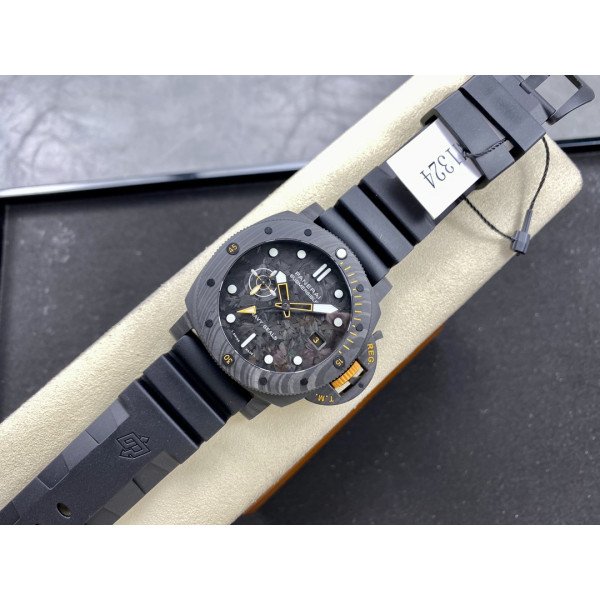 Panerai Submersible GMT Carbotech Navy Seals PAM 1324 Black Carbon Rubber Strap Best Replica VSF 44mm
