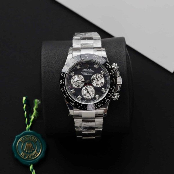 Rolex Daytona Black MOP Dial Custom Moissanite Hour Markers Oyster Bracelet Best Replica 40mm