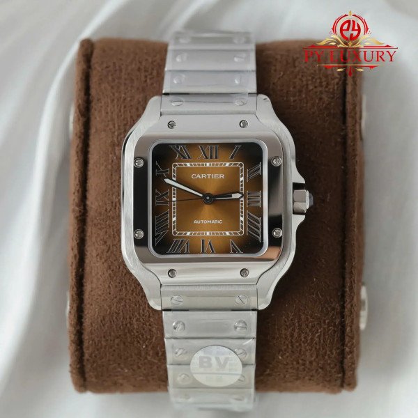 Cartier Santos Medium Model WSSA0065 Brown Dial 1:1 Best Replica BVF 35.1mm