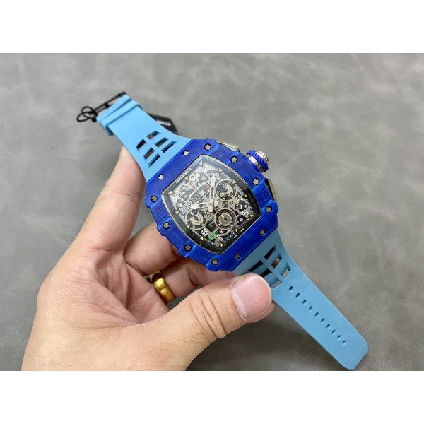 Richard Mille RM11-03 Jean Todt 50th Anniversary Chronograph Blue Carbon Fiber Best Replica KVF 49.94 x 44.5mm
