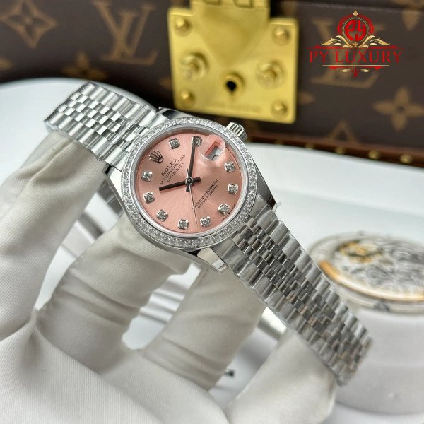 Rolex Datejust Pink Dial Stone-Set Bezel Jubilee Best Replica 31mm