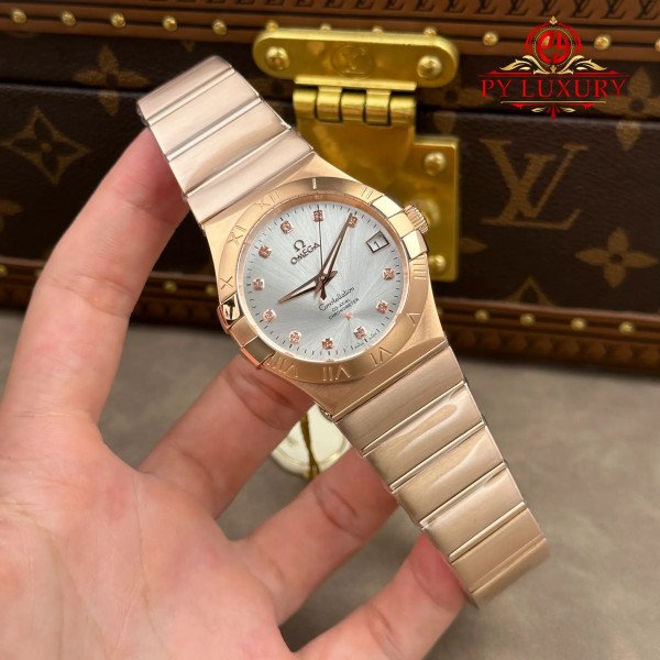 Omega Constellation 123.50.38.21.52.001 Red Gold Silver Diamond Dial Best Replica 38mm
