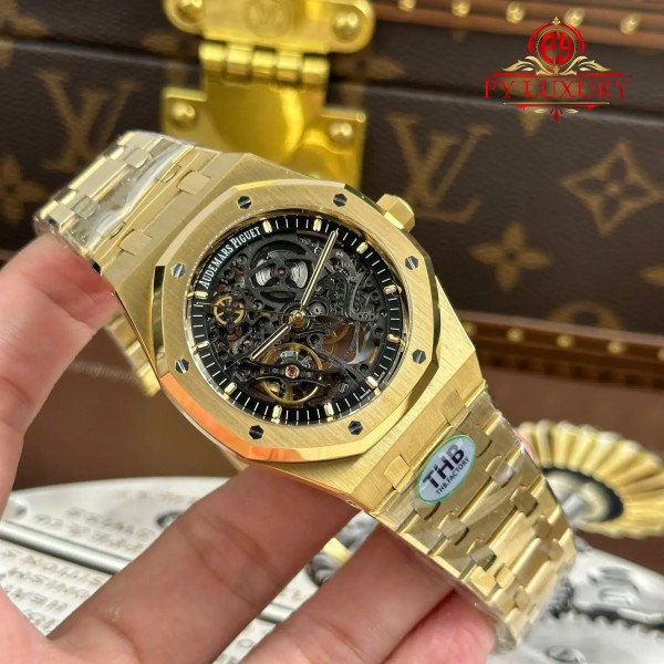 Audemars Piguet Royal Oak Openworked Skeleton Dial 15407BA Yellow Gold 1:1 Best Replica THB 41mm