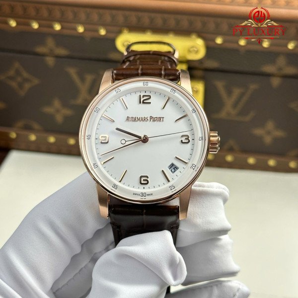 Audemars Piguet Code 11.59 Automatic 15210OR White Dial Leather Strap 1:1 Best Replica APSF 41mm