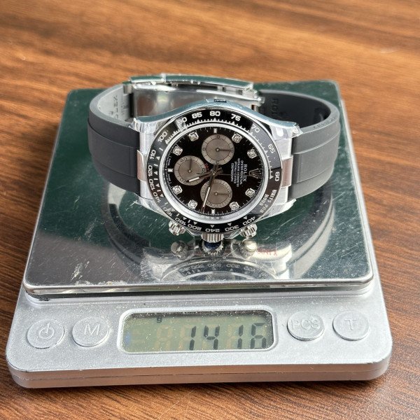 Rolex Daytona 126519LN-0004 Bright Black & Steel Diamond Dial Oysterflex 155g Super Clone QF 40mm