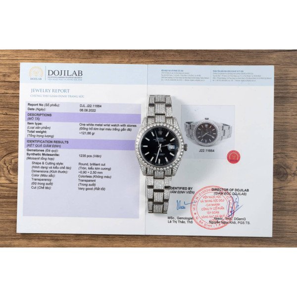 Rolex Datejust Black Luminous Dial Iced Out Moissanite Best Replica 41mm