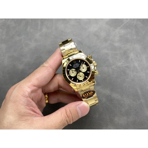 Rolex Daytona 126508-0002 Yellow Gold Black & Champagne-Color Dial 180g Top Quality Replica QF 40mm