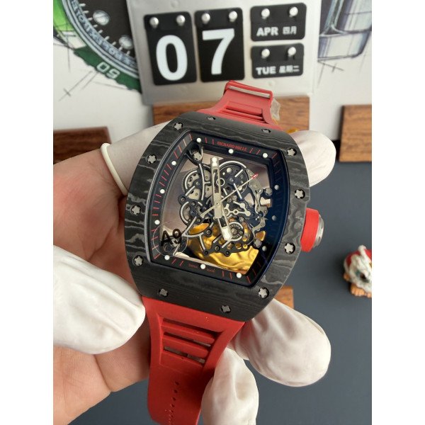 Richard Mille RM055 Bubba Watson Dark Legend Carbon NTPT Vaucher Movement 1:1 Super Clone A9F 42.7mm x 49.9mm (Free Sprung)