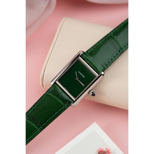 Cartier Tank Must Large WSTA0056 Green Dial Leather Strap 1:1 Best Copy 33.7mm x 25.5mm