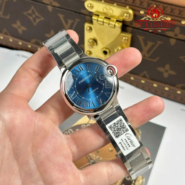 Cartier Ballon Bleu de Cartier Steel Blue Dial Best Replica AF 40mm
