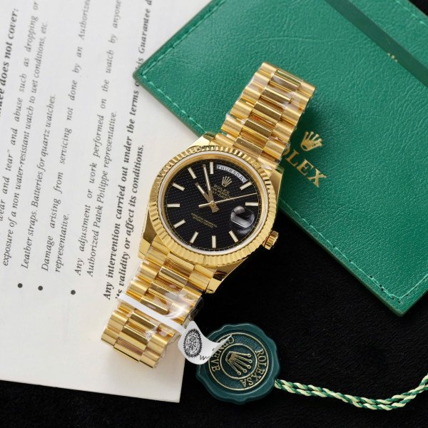 Rolex Day-Date 228238-0007 Black Motif Index Dial 18K Gold Wrapped Best Replica V3 GMF 40mm