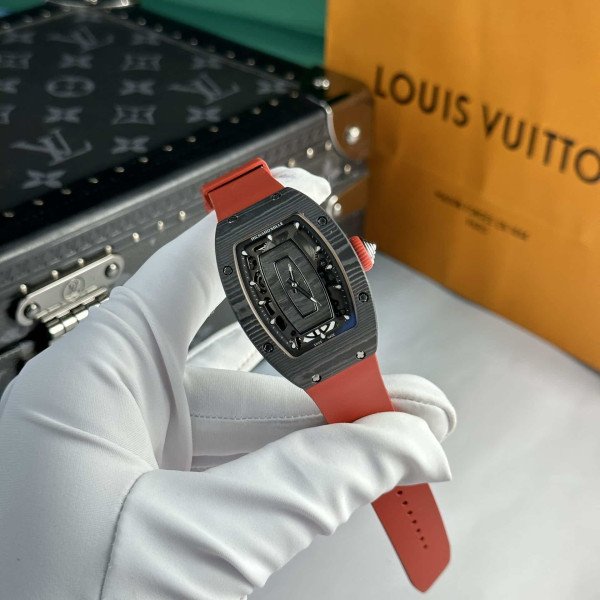 Richard Mille RM07-01 Black Carbon Red Rubber Best Quality Replica 45.32 x 32.3mm