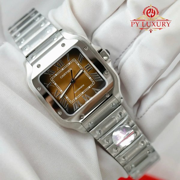 Cartier Santos Medium Model WSSA0065 Brown Dial 1:1 Best Replica BVF 35.1mm